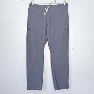 FIGS Scrub Pants Large Heather Denim Blue Yola Straight Leg Scrubs Bottoms
